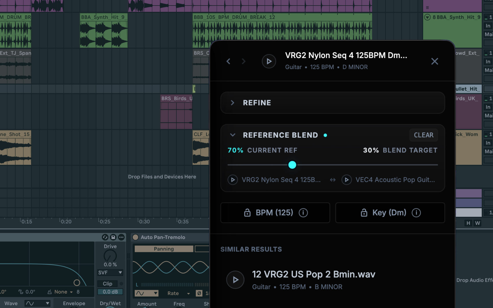 Sample blend mode combining two reference sounds